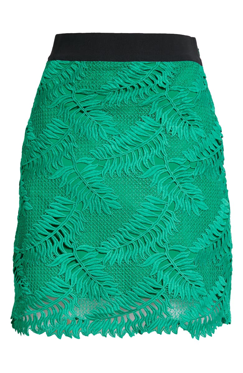Milly Tropical Palm Lace Miniskirt, Alternate, color,