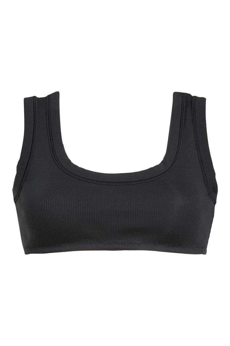 Stretch Cotton Rib Scoop Bralette, Alternate, color, SOOT