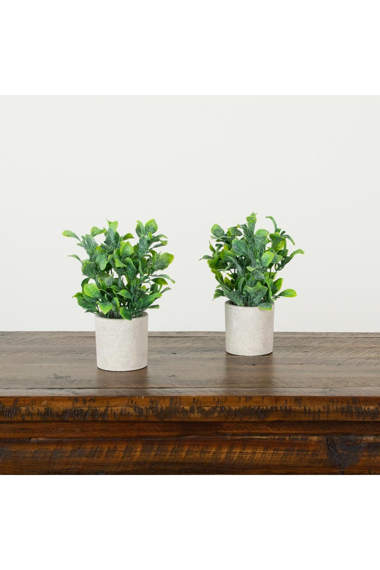 8-in Artificial Greenery in Decorative Planter - Set of 2, Alternate, color, Green
