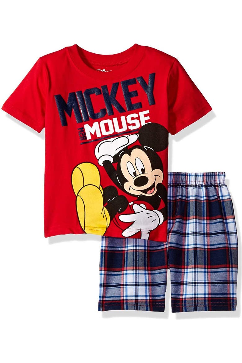 Mickey Mouse 2-Piece T-Shirt and Shorts Set, Main, color, Mickey Red Navy