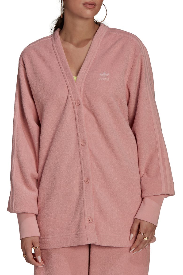 Cotton Piqué Cardigan, Main, color, WONDER MAUVE