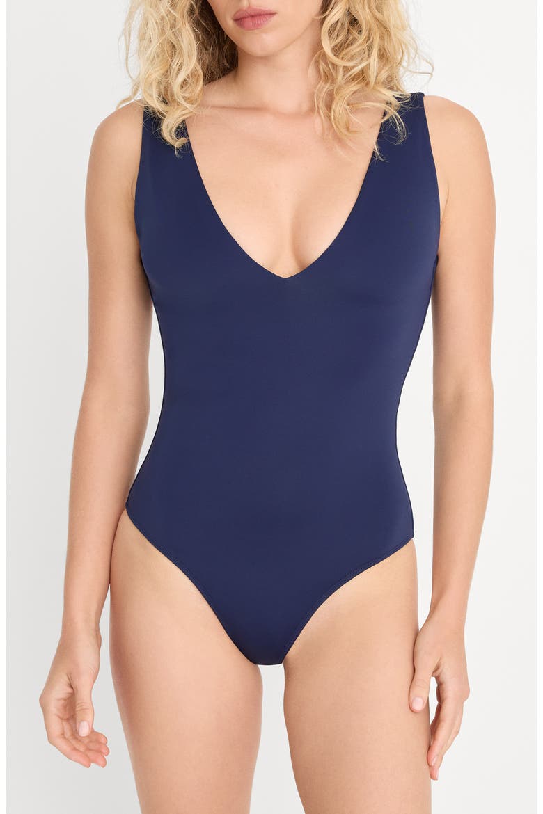 Sculpting Deep V-Neck Bodysuit, Alternate, color, HORIZON INK