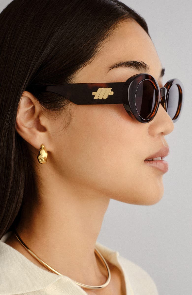 Le Specs Nouveau Vie 50mm Oval Sunglasses, Alternate, color, Dark Tort