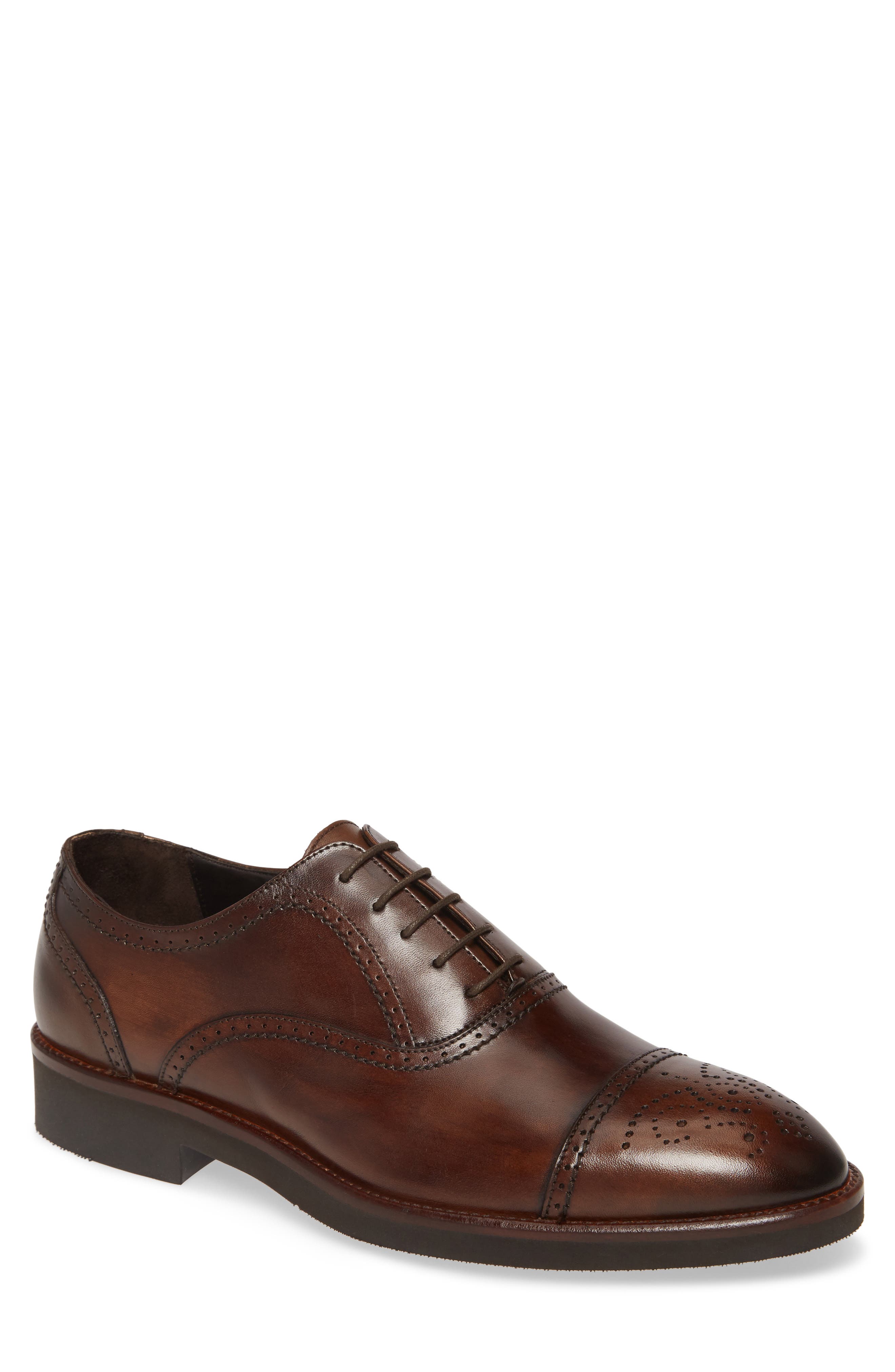 Johnston & Murphy Ridgeland Cap Toe Oxford, Main, color, BROWN LEATHER