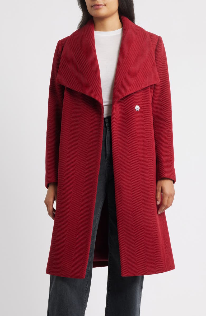 Sam Edelman Chevron Pattern Tie Waist Coat, Alternate, color, Deep Scarlet