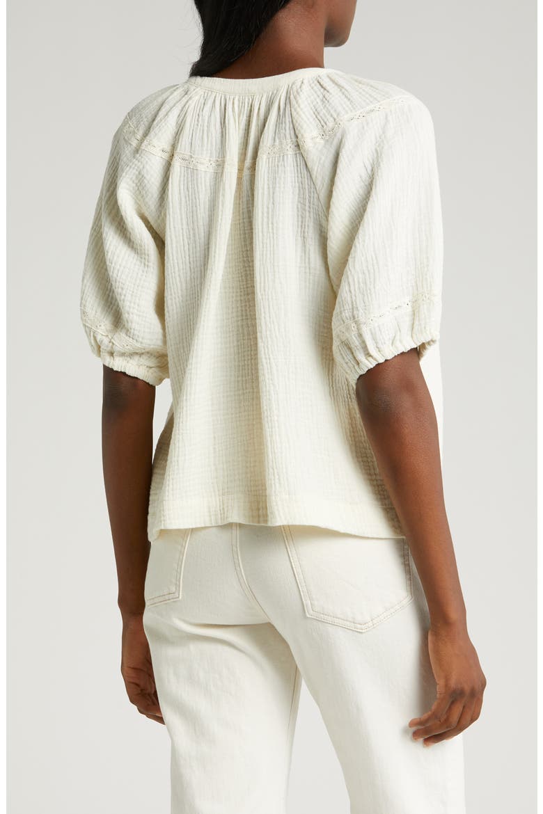 Wren Puff Sleeve Cotton Peasant Top, Alternate, color, ANTIQUE WHITE