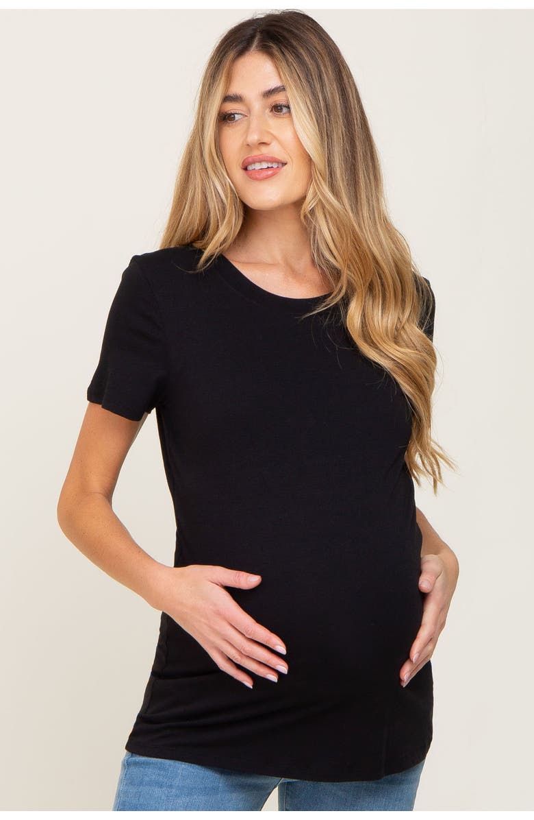 PinkBlush Basic Crew Neck Tee, Main, color, Black