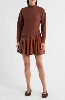 ZOE AND CLAIRE Chunky Long Sleeve Twofer Sweater Dress