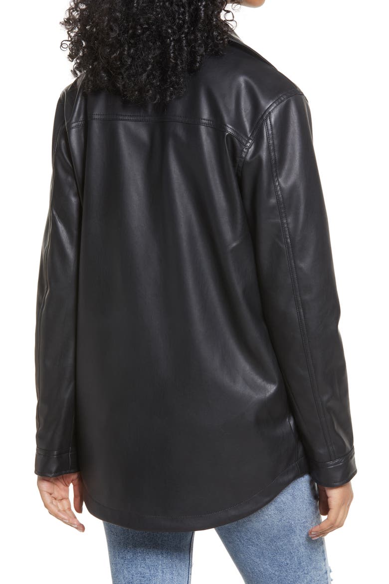 Faux Leather Collar Jacket, Alternate, color, BLACK