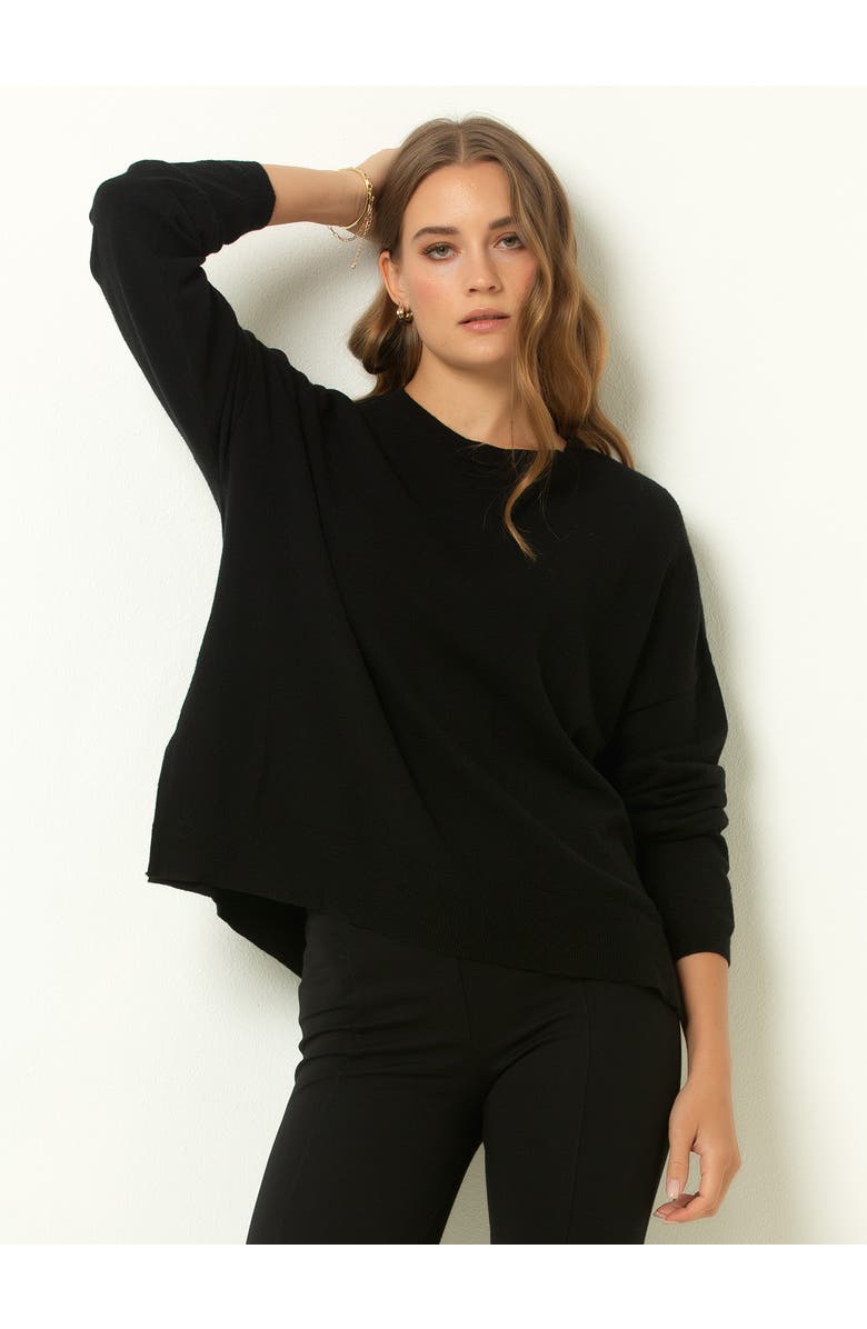 Single Stitch Relaxed Crew Neck Sweater, Alternate, color, Black