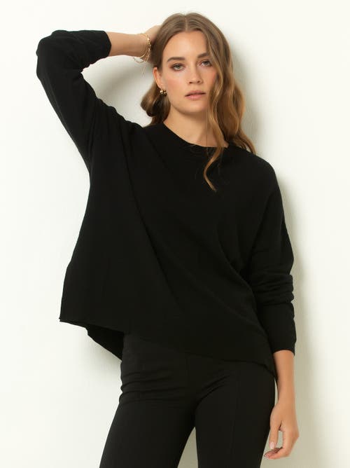 Single Stitch Relaxed Crew Neck Sweater In Black