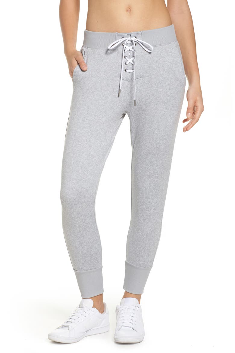 Lace & Repeat Crop Pants, Main, color, GREY WOLF MELANGE