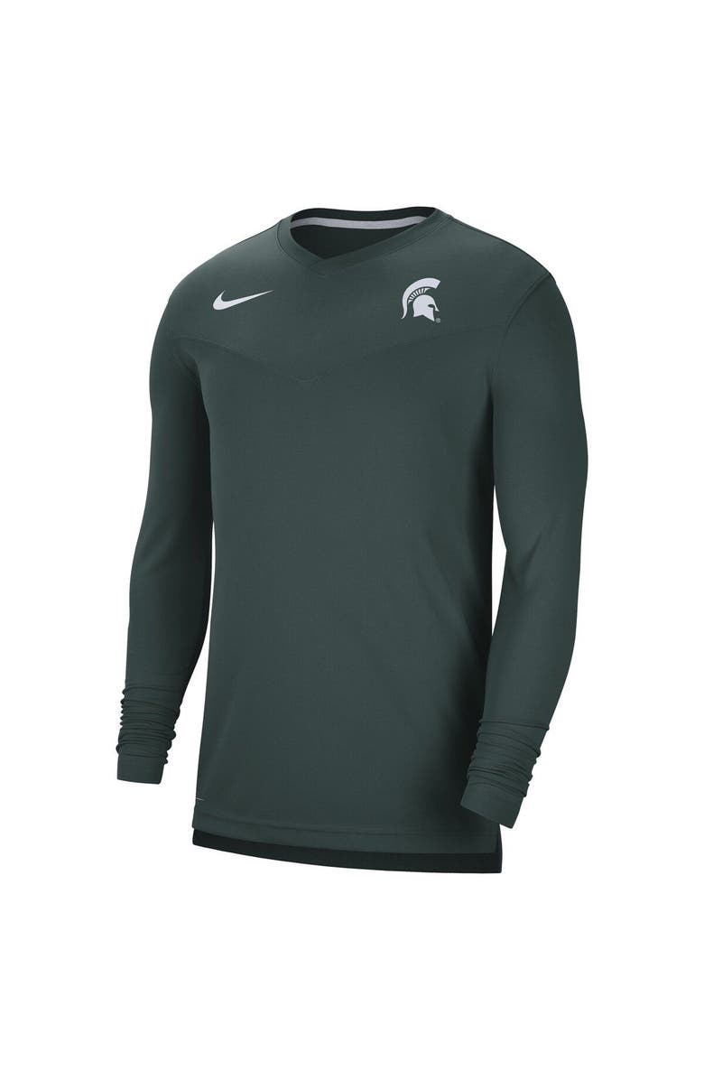 Nike Men's Nike Green Michigan State Spartans 2022 Coach Performance Long Sleeve V-Neck T-Shirt, Alternate, color, Green