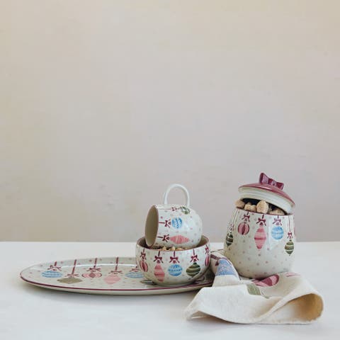Hand-Painted Stoneware Wax Relief Dots Mug