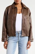 BLANKNYC Faux Leather Long Bomber Jacket