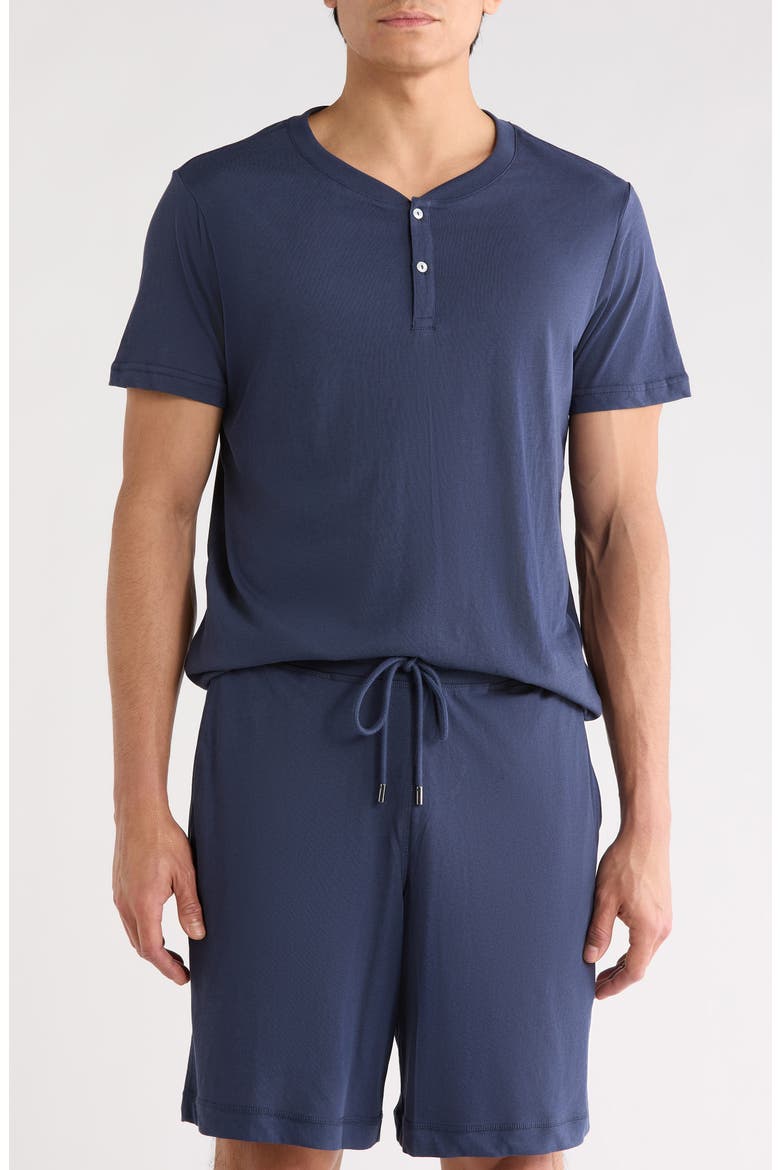 Lightweight Short Sleeve Sleep Henley, Main, color, COLLEGE NAVY