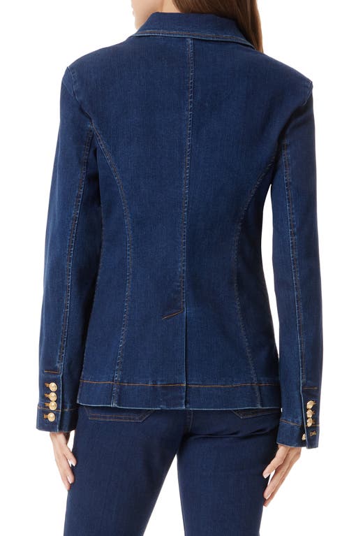 Sam Edelman Imogen Double Breasted Denim Blazer In Blue