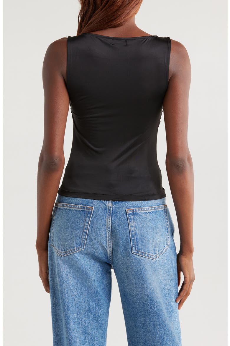 Slinky Jersey Ruched Tank Top, Alternate, color, BLACK001