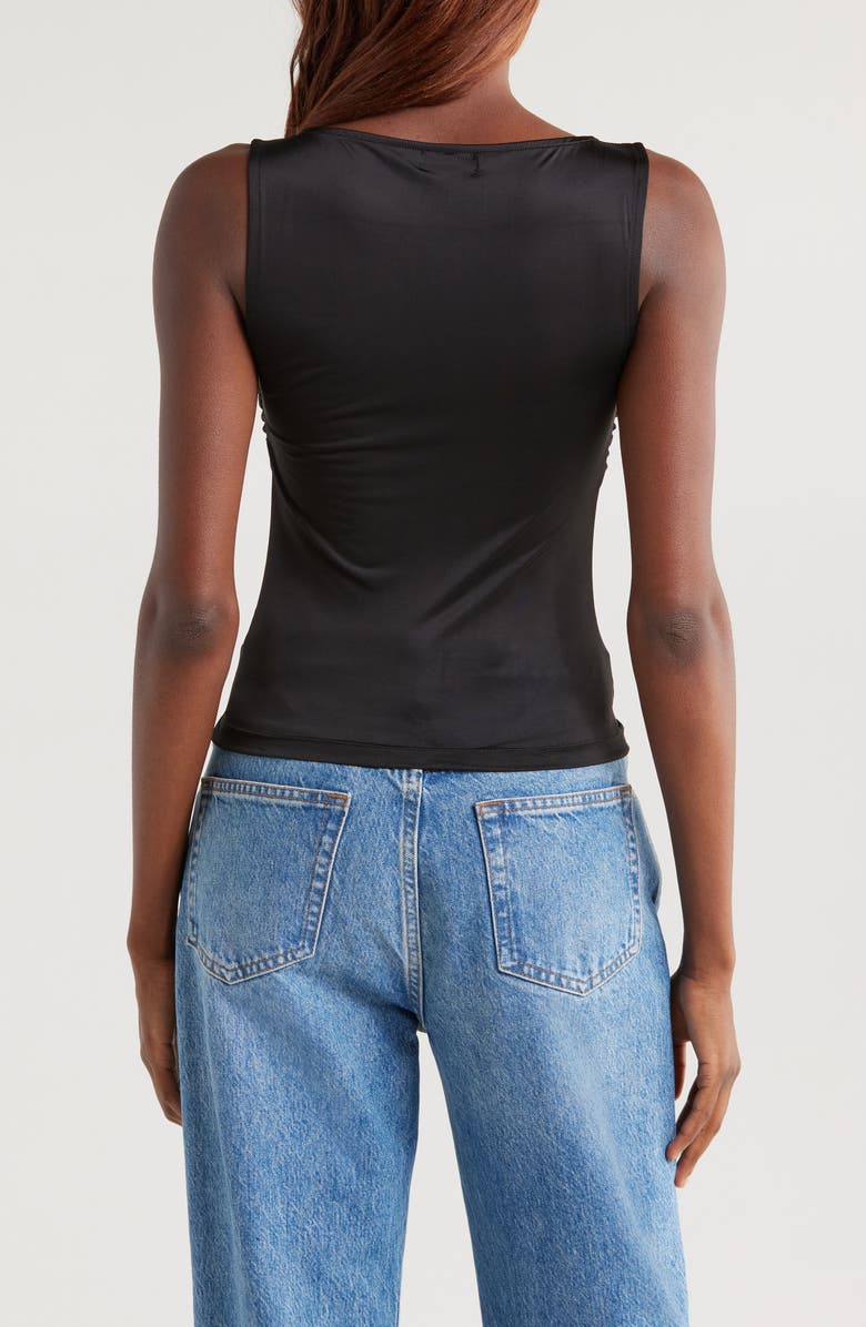 Good American Slinky Jersey Ruched Tank Top, Alternate, color, Black001