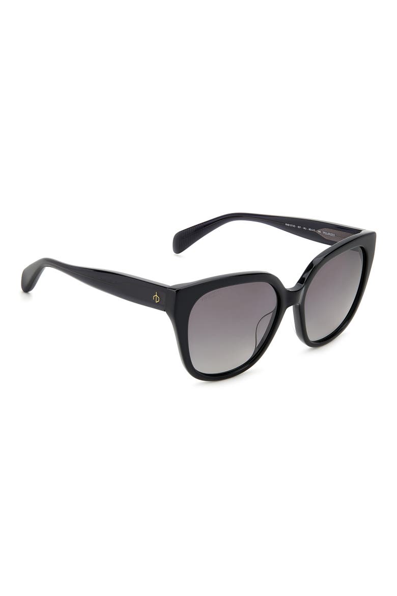 56mm Gradient Polarized Square Sunglasses, Alternate, color, BLACK/ GRAY POLAR