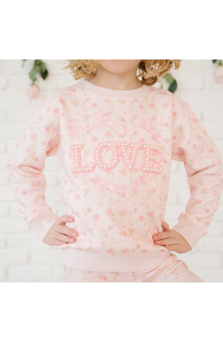 Sweet Wink Pink Rose Love Patch Sweatshirt, Alternate, color, Light Pink