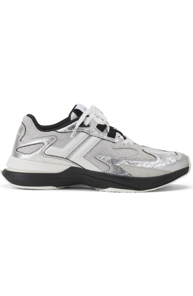Lanvin Jla Sneakers In Crinkled Metallic Leather, Main, color, Silver