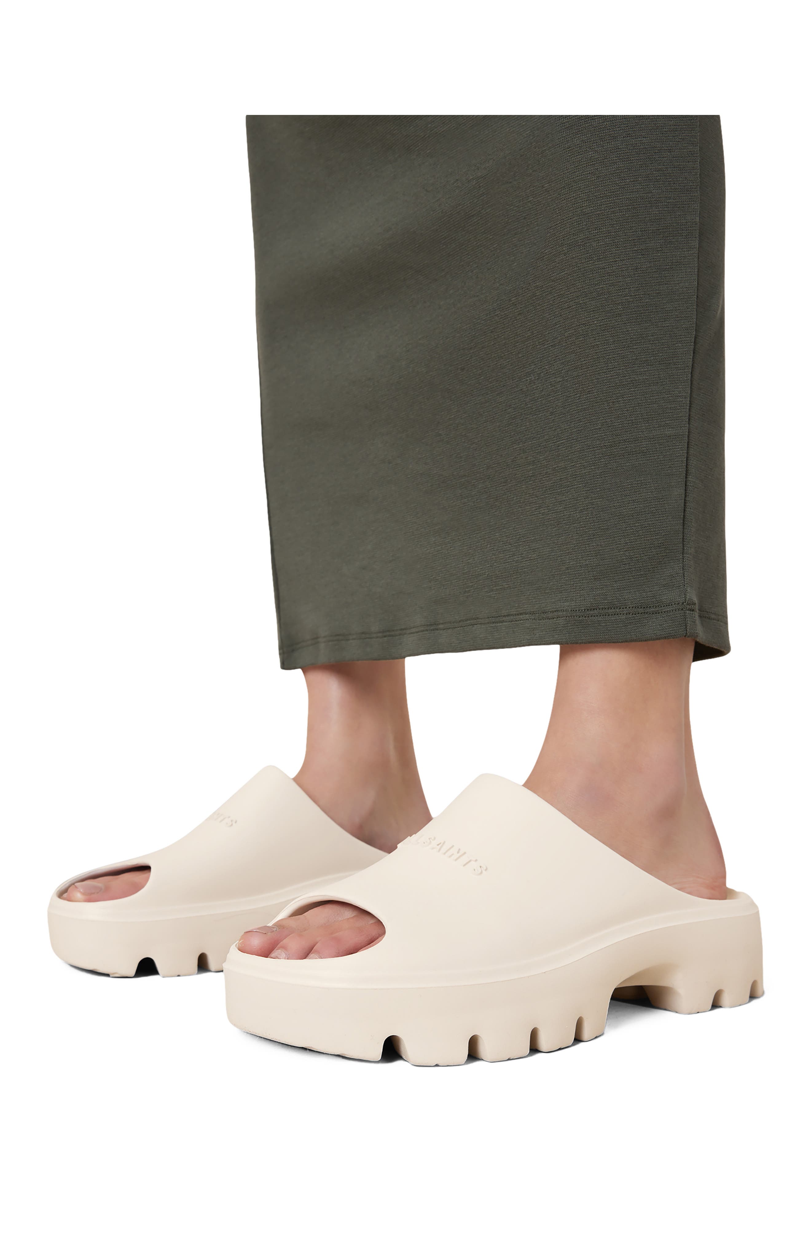 AllSaints Eclipse Platform Slide Sandal, Alternate, color, Chalk White