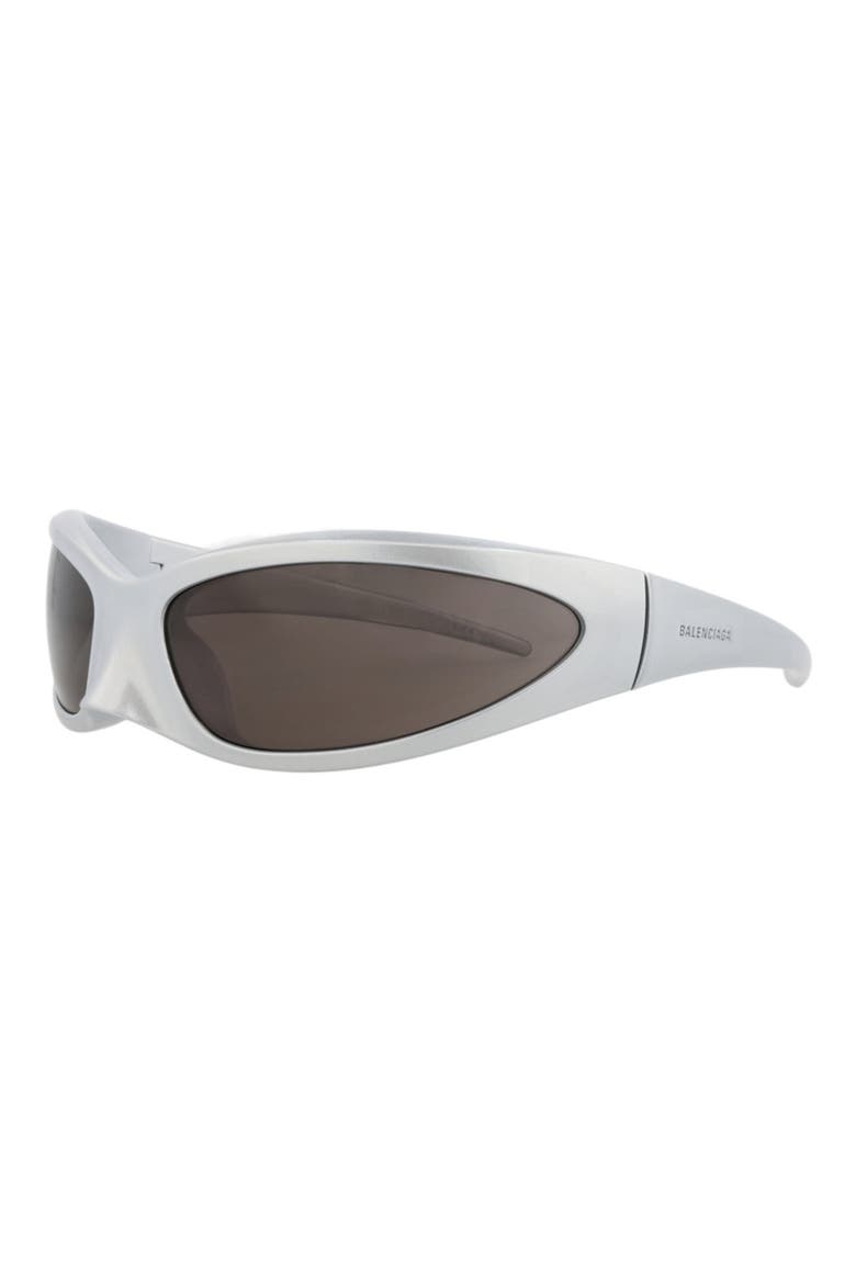 80mm Wraparound Sunglasses, Alternate, color, SILVER SILVER GREY