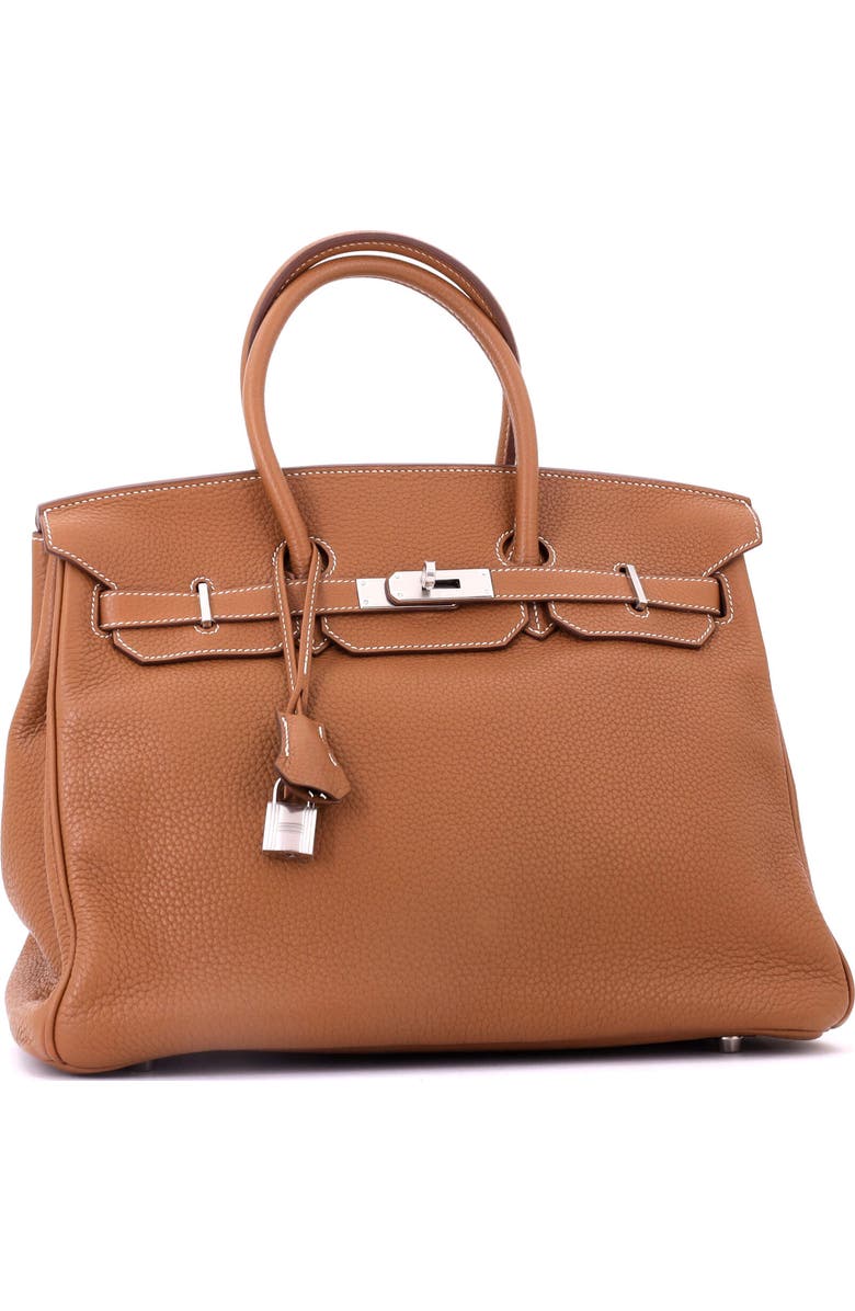 Pre-Owned Hermes Birkin Handbag Brown Clemence with Palladium Hardware 35, Alternate, color, Gold