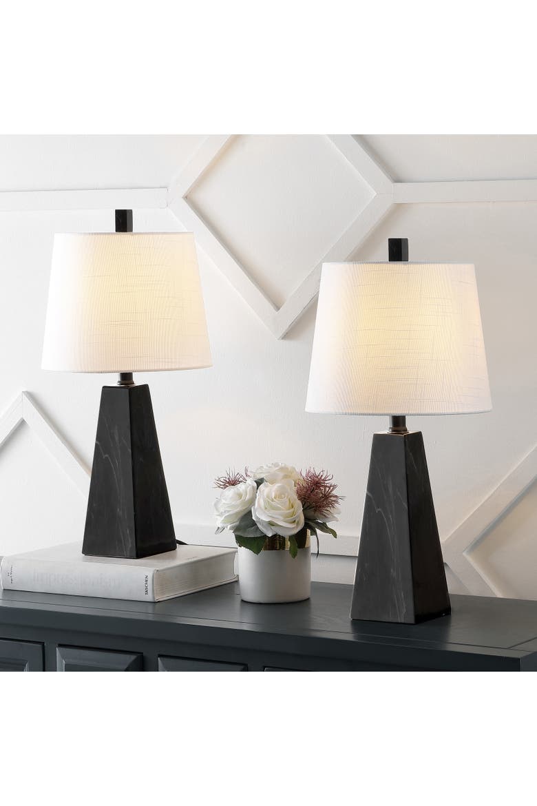 Owen Contemporary Resin LED Table Lamp, Alternate, color, Black Marble Finish- Set of 2