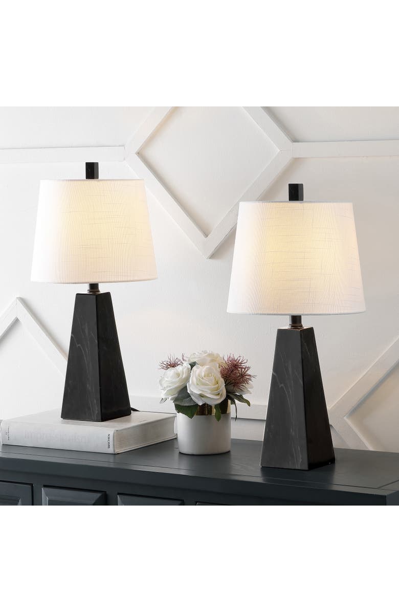 JONATHAN Y Owen Contemporary Resin LED Table Lamp, Alternate, color, Black Marble Finish- Set Of 2