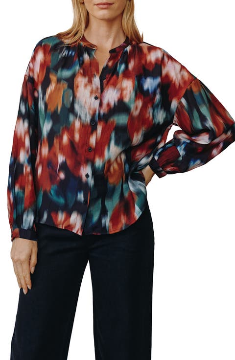 Split Neck Button Down Shirt