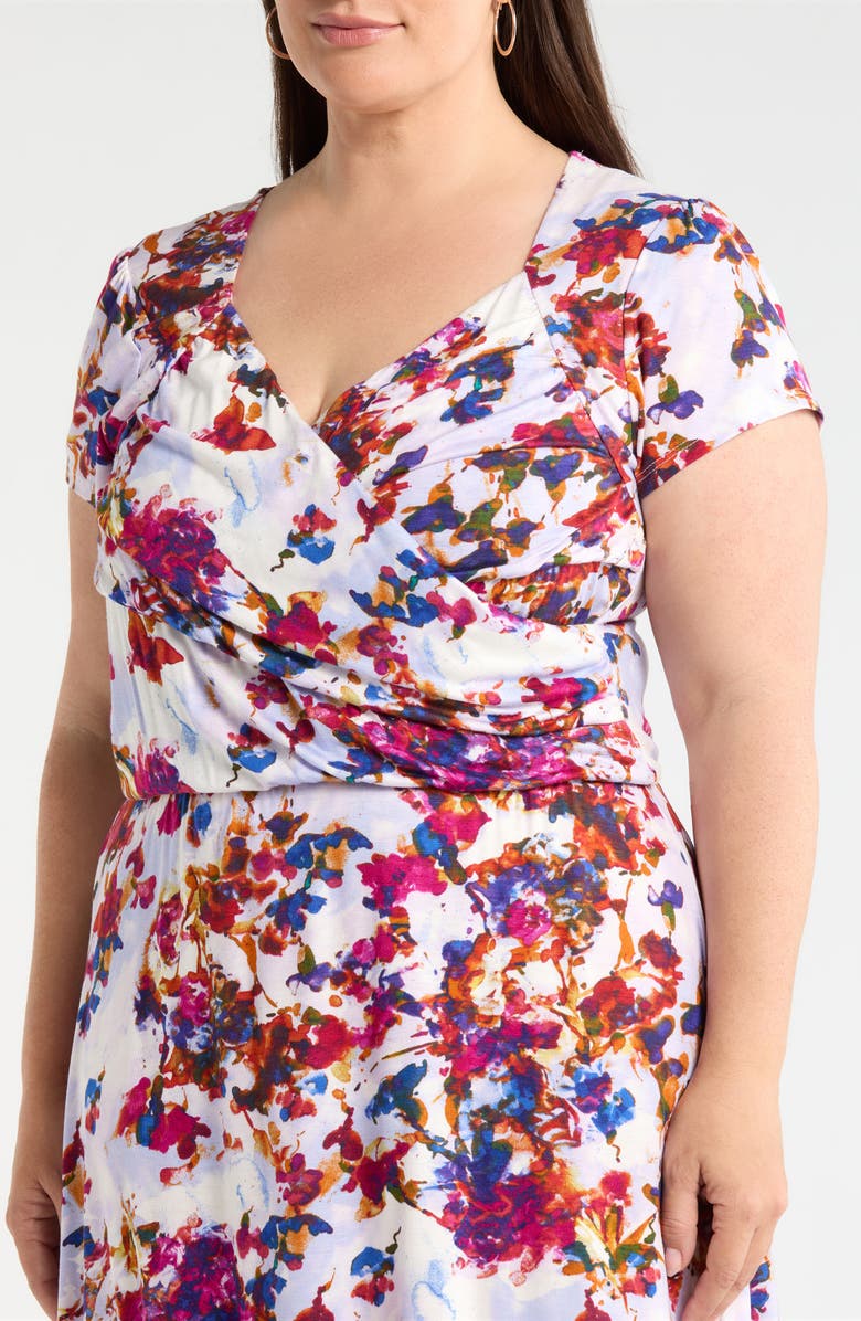 Loveappella Print Faux Wrap Dress, Alternate, color, Fuchsia/ Violet