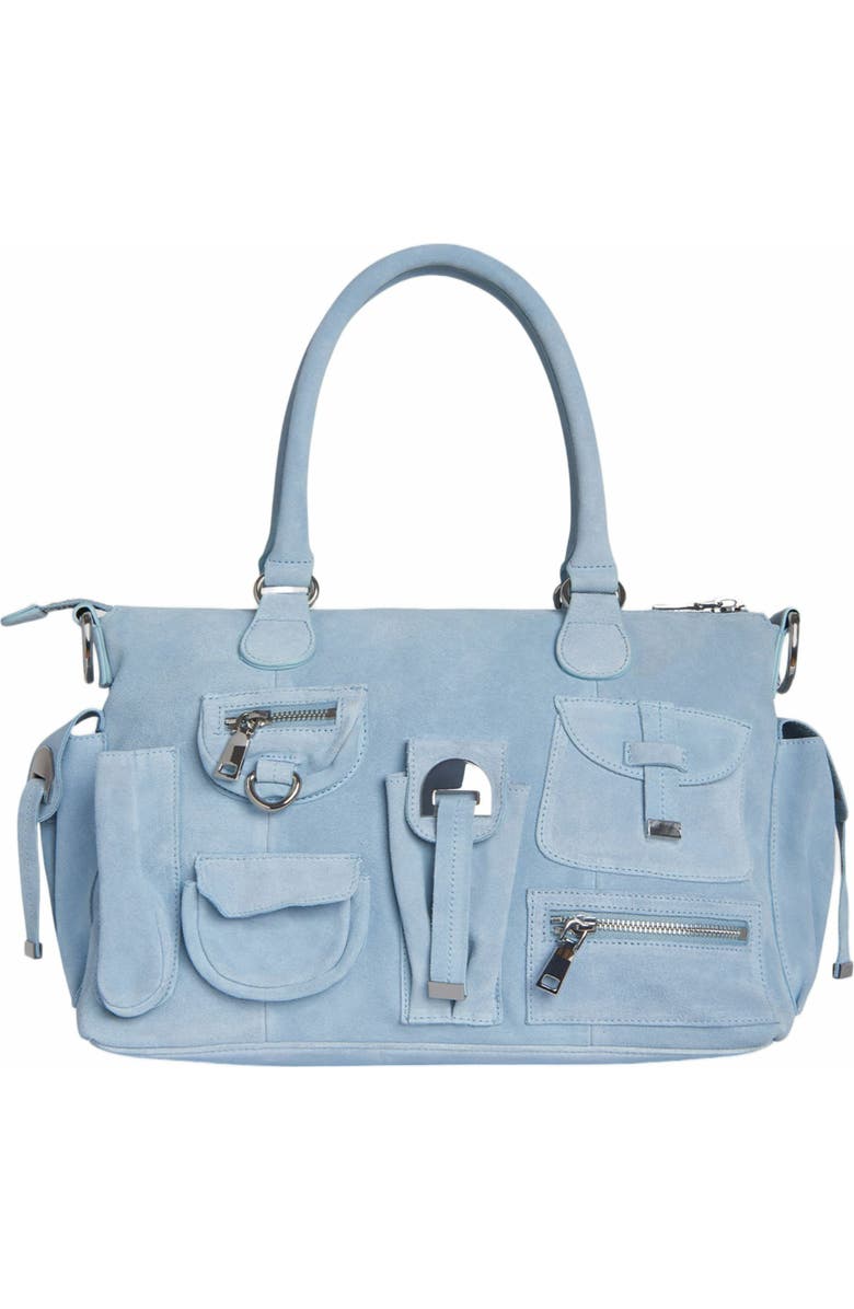 Cynthia Rowley Suede Cargo Pocket Shoulder Bag, Alternate, color, Denim Blue