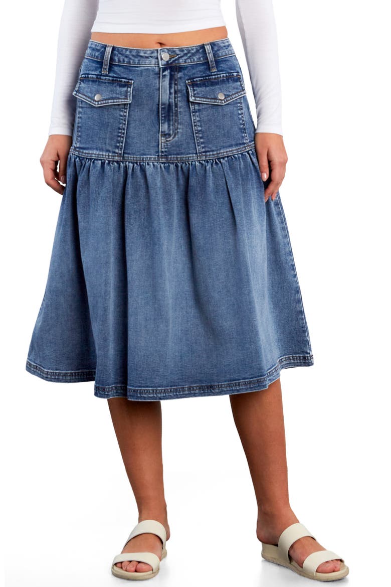 Petal Flounce Denim Midi Skirt (Women) | Nordstrom