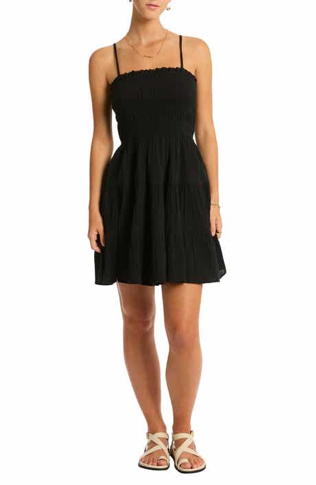 Sea Level Sunset Smocked Tiered Cover-Up Minidress