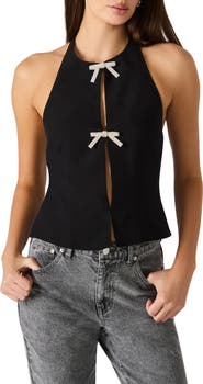 Steve Madden Juvia Crystal Bow Halter Top