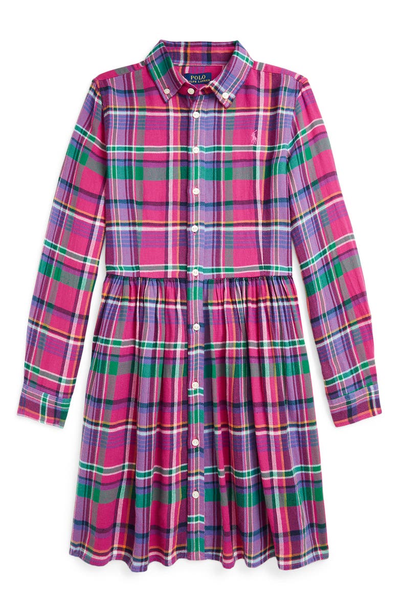 Polo Ralph Lauren Kids' Plaid Long Sleeve Shirtdress, Main, color, 