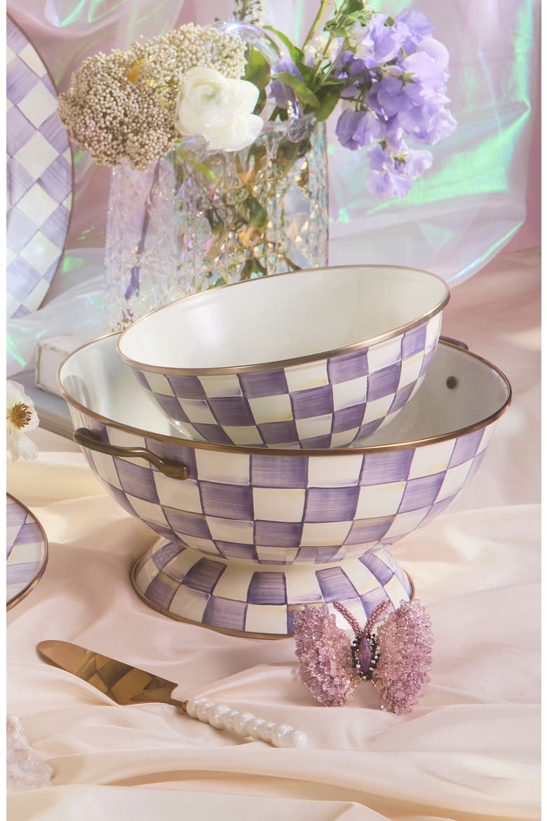 Emerald Check Enameled Steel Everything Bowl, Alternate, color, VIOLET