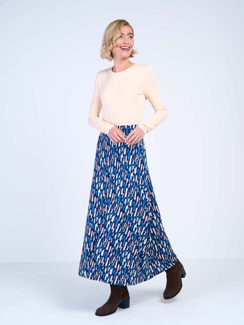High Waisted Printed Maxi Skirt