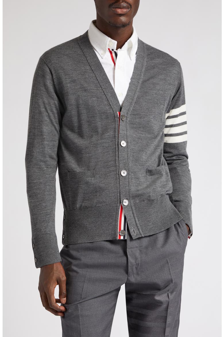 THOM BROWNE 4 バー カーディガン ダークグレー メンズ サイズ M Thom Browne 4-Bar Merino Wool Cardigan (Men) | Nordstrom