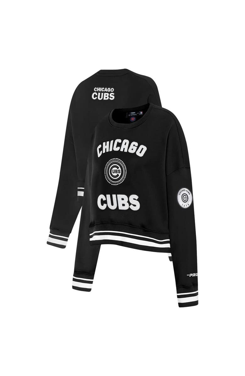 PRO STANDARD Women's Pro Standard Black Chicago Cubs Pearl Cropped Pullover Sweatshirt, Main, color, 