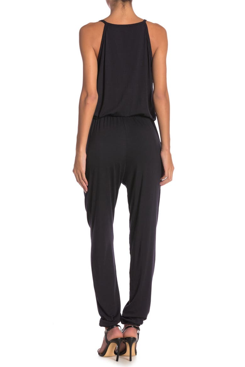 Drawstring Sleeveless Jumpsuit, Alternate, color, BLACK