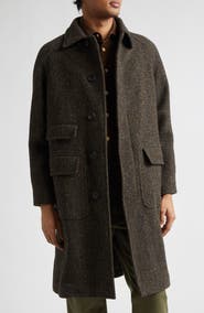 Drake's Wool Herringbone Tweed Overcoat