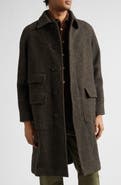 Drake's Wool Herringbone Tweed Overcoat