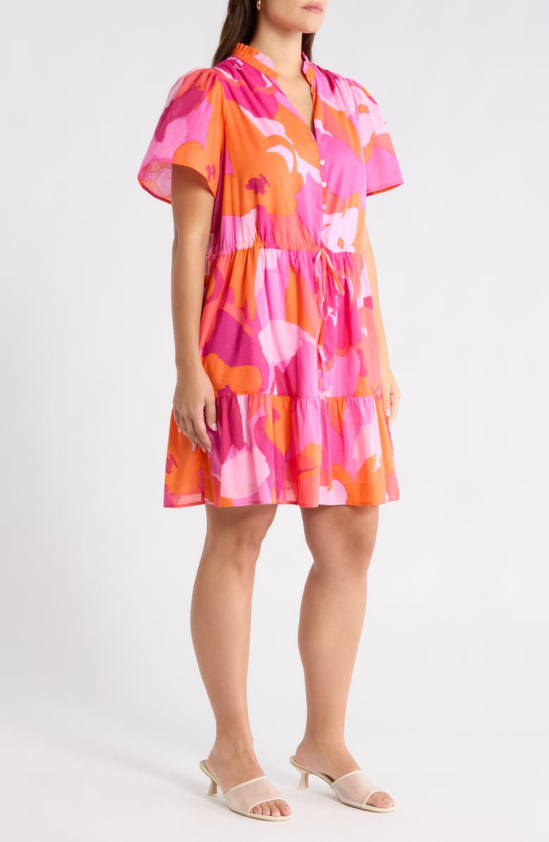 SUGARLIPS Merim Floral Amo Button-Up Minidress, Alternate, color, Orange-Pink-Multi