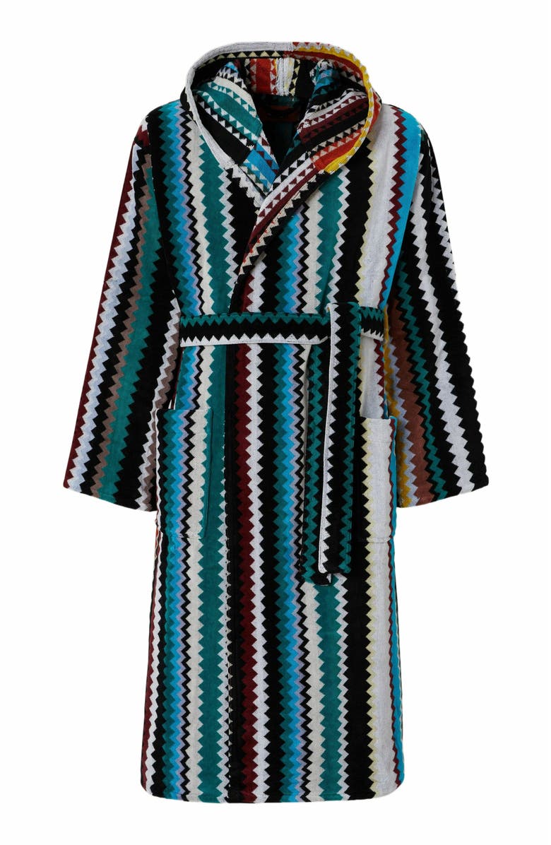 Missoni Home Long Curt Chevron Cotton Terry Hooded Bathrobe, Main, color, Multicoloured
