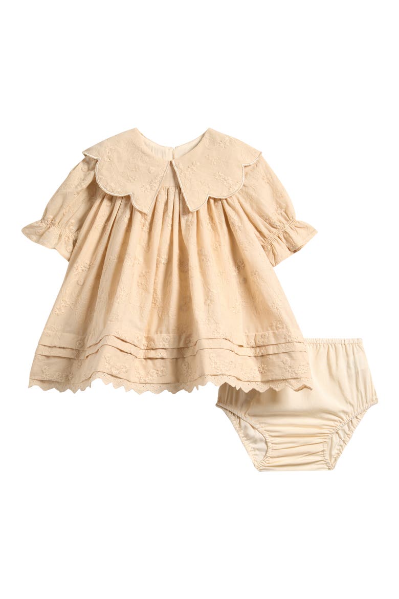 Kids' Mabel Embroidered Cotton Dress & Bloomers Set, Main, color, NATURAL
