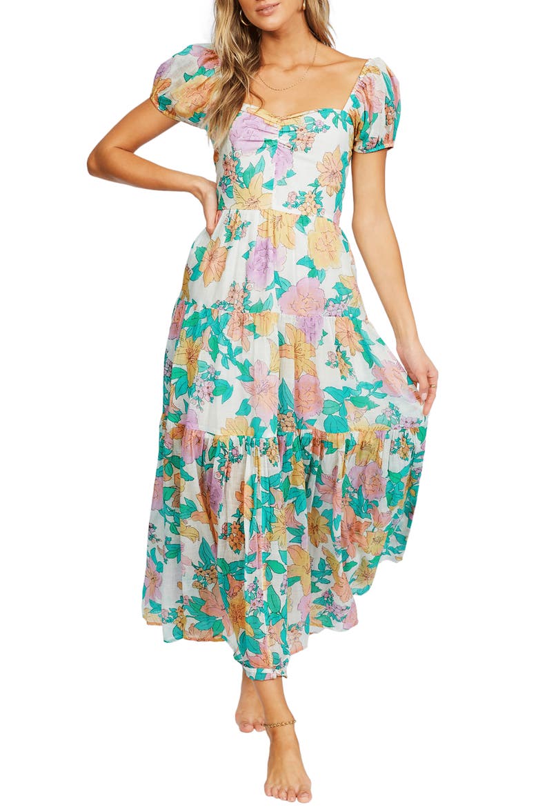 Sunrise Floral Tiered Maxi Dress, Alternate, color, SCS-SALT CRYSTAL