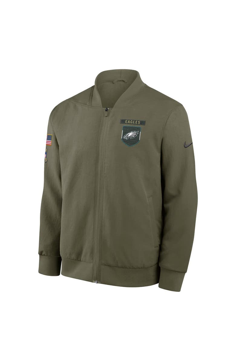 Nike Men's Nike Olive Philadelphia Eagles 2025 Salute to Service Sideline Full-Zip Bomber Jacket, Alternate, color, 